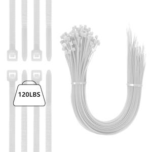 MasiStranth 100PCS 20 inch Zip Ties 120LBS Tensile Strength Self-Locking heavy duty UV Resistant Cable Tie Wraps for indoor and outdoor use(White)