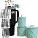 Berlinzo Premium Ice Molds for Stanley Tumblers  BPA-Free, Flexible & Durable Silicone for Easy Ice Release  Perfect for 30 & 40 oz Tumblers - 3 Straw Stoppers Included - Green