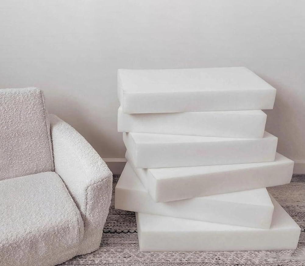 2/4/6pcs High Density Square Foam Cushion Insert,1''/2"/3''Thick White Memory Foam,Replacement Foam Core for Sofa Stool Chair Padding Dog Bed (6pc,2''Thick - 14''x14'')