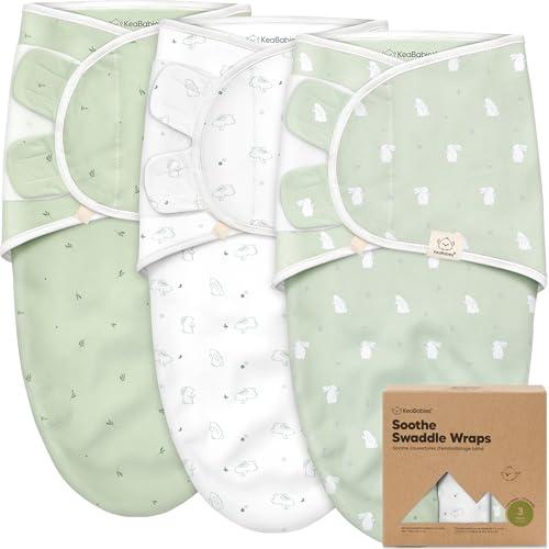 3-Pack Organic Baby Swaddle Sleep Sacks - Swaddles for Newborns, Infant 0-3 Months, Baby Girls, Boys, Soft & Snug Newborn Sleep Sack, Nursery Swaddling Blankets (Bunnies, OS)