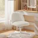 SONGMICS Office Chair, Swivel Makeup Vanity Desk Chair, Vanity Chair+Teddy Fleece