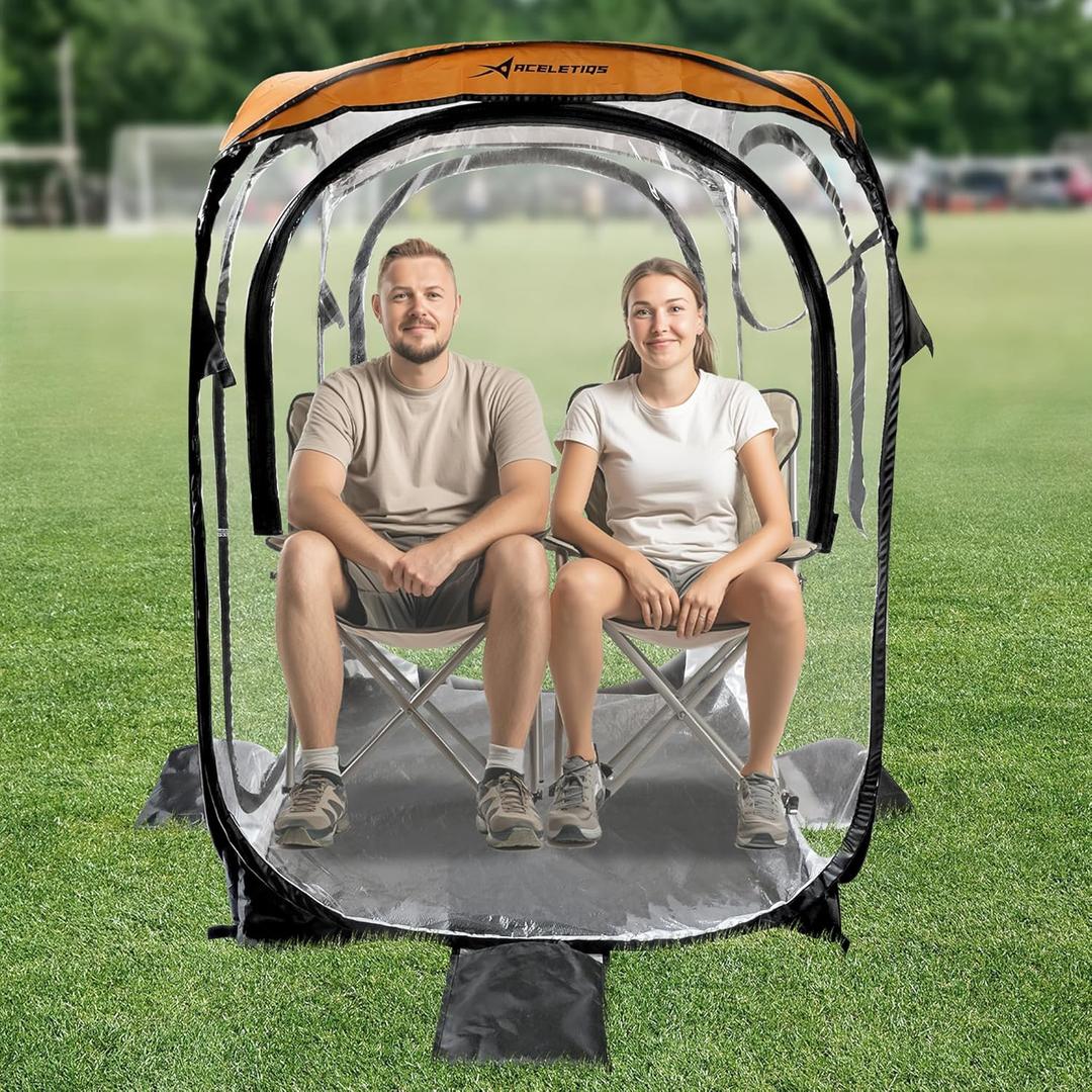 Sports Tent Shelter, Instant Weather Pod Pop Up Tent Shelter with Carry Bag, Clear View Bubble Tent for Watching Sports Events, Camping, Fishing, Portable & Foldable (1-2 People - 40" x40x62 H)