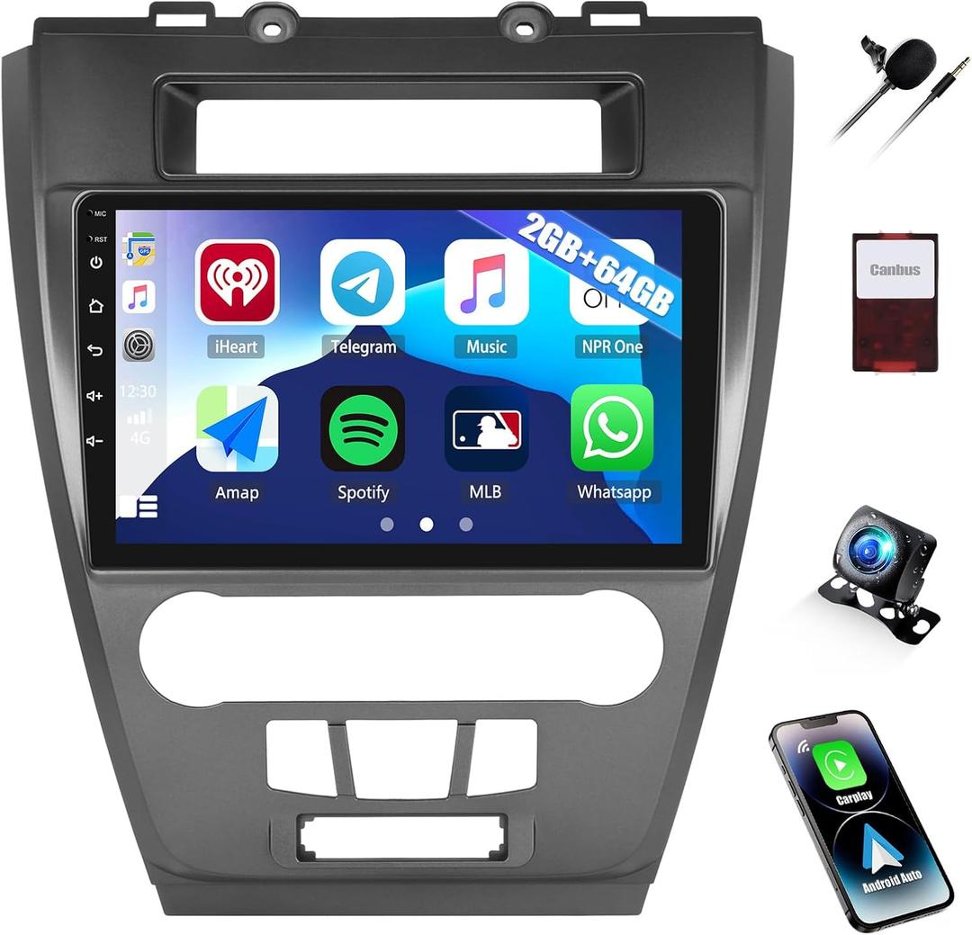 2G+64G Car Radio for Ford Fusion 2010 2011 2012, Android 13 Car Stereo with Wireless CarPlay Android Auto 10.1" Touch Screen Radio with GPS Navigation WiFi Bluetooth FM Radio HD Backup Camera