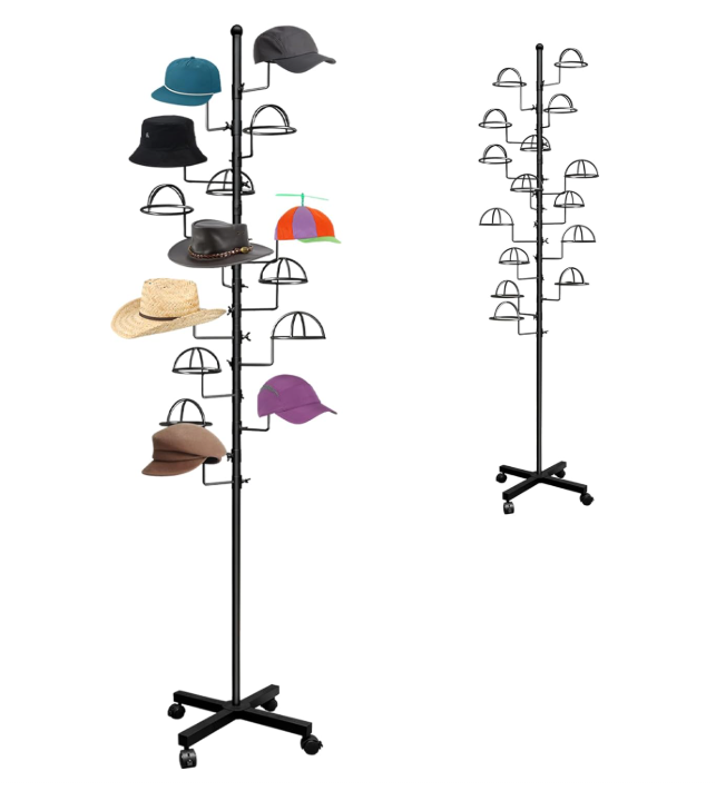Montex Hat Rack Stand 15 Hooks, Hat Display Stand Metal, Hat Display for Stores, 15 Customisable Circular Hooks