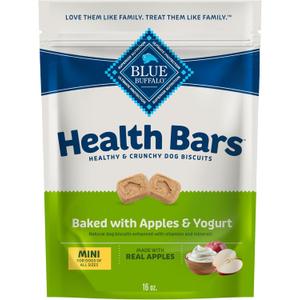 Blue Buffalo Health Bars Mini Crunchy Dog Biscuits, Oven-Baked with Natural Ingredients, Apples & Yogurt, 16-oz Bag (EXP 08/01/27)