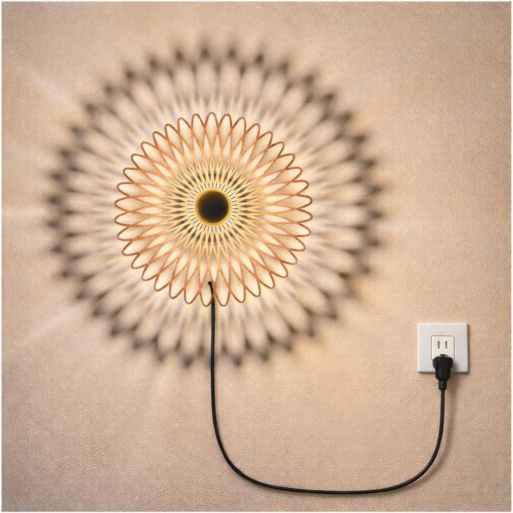 EIGEN Wall Sconce for Boho Wall Decor - Wall Lights for Bedroom and Living Room, Wall Decor for Bedroom & Living Room, Wooden Wall Lamp with E26 Bulb (Plug in)