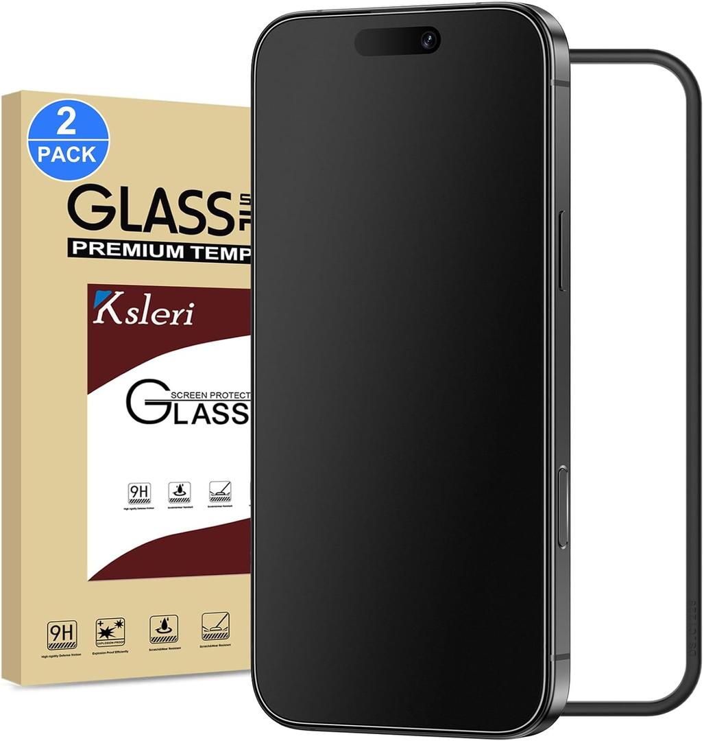 2 Pack Matte Glass Screen Protector for iPhone 16 Pro Max 6.9-inch 2024 with Easy Installation Frame, Anti-Glare Anti-Fingerprint, No Dazzling, 9H Tempered Glass Film, Dynamic Island Compatible