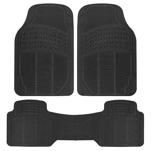 BDK ProLiner Car Floor Mats for Cars Trucks SUV, 3-Piece All-Weather Heavy Duty Rubber Liners with Universal Trimmable Fit, Durable Waterproof Vehicle Auto Floor Mats with Capture Ridges Black