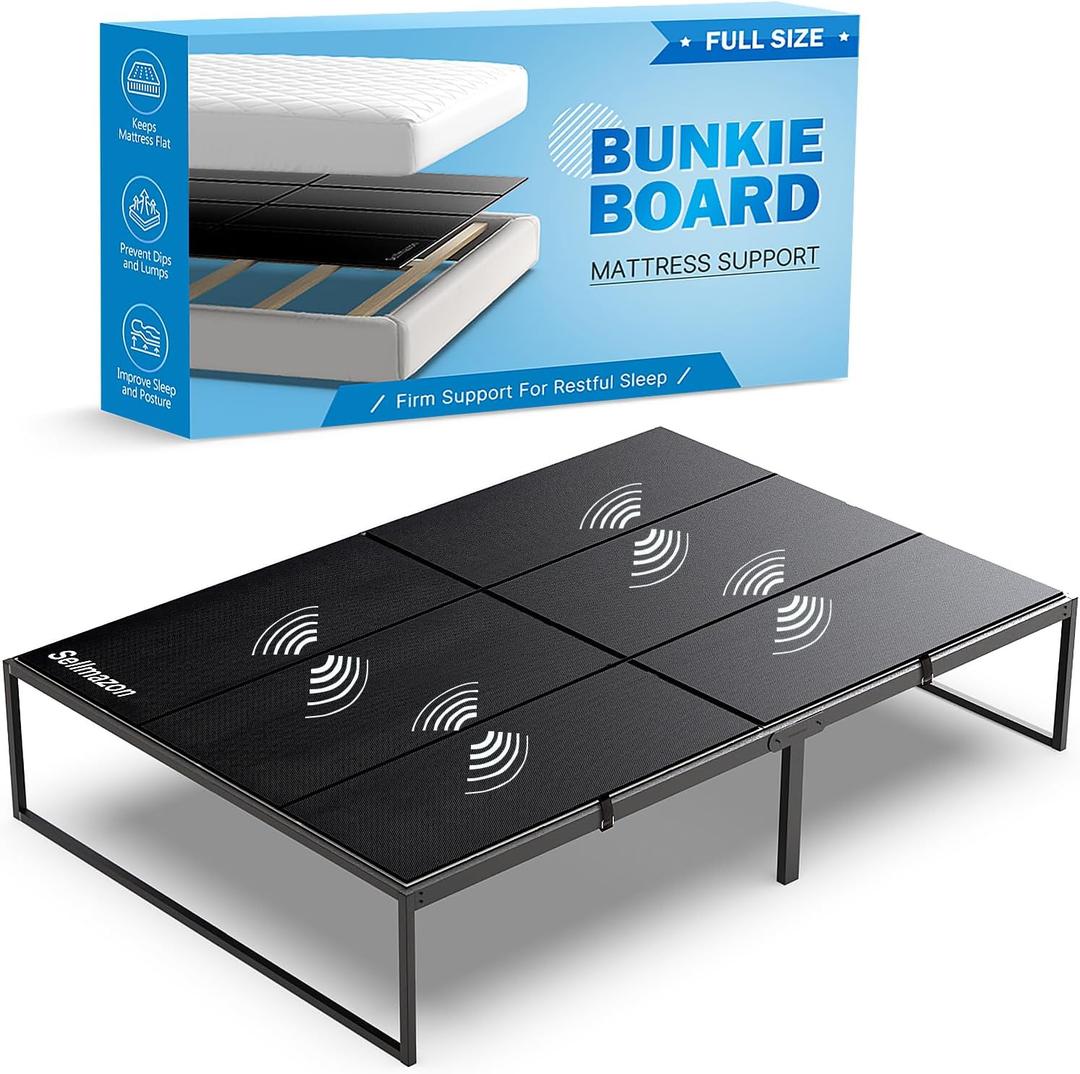 Bunkie Board Full Size (54x75''), Heavy Duty Bed Boards for Frame, Sleeper Sofa Support Board to Stop Sagging Mattress, Breathable, Noise Minimizing, Moisture Resistant, Black
