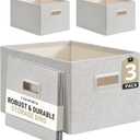 DECOMOMO Storage Bins for Shelves Robust Fabric Closet Bins for Shelves Toy Storage Clothes Books (Pack of 3 Light Grey)