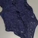 Avidlove Lace Bodysuits for Women Lingerie Bodysuit Tops One Piece Teddy Short Sleeve (Large, Navy Blue)