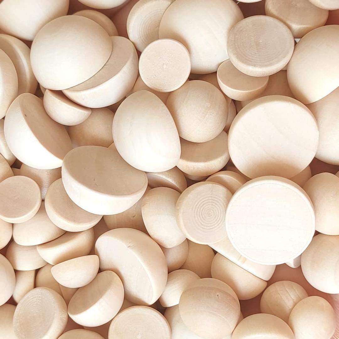 LWQYHTT 12/15/20mm Natural Unfinished Wood Beads Half Wooden Beads Small Half Round Wooden Balls for Paint DIY Craft 120pcs