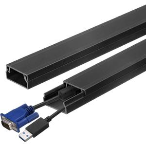 HARFINGTON 5pcs Cord Hider Wall 15inx0.8inx0.4in (LxWxH) PVC Cable Cover Self Adhesive Wire Hider Wall Mounted TV Cable Raceway for Cables Management (75in Total Length),Black