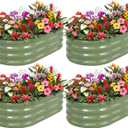 Galvanized Raised Garden Bed- Planter Garden Boxes Outdoor, Raised Beds for Gardening, 4x2x1ft Metal Garden Bed Kit for Vegetables Flower, Planter Raised Bed with Protective Tape & Tools.Green-4pack