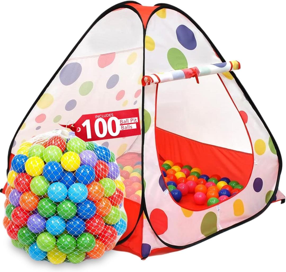 Kids Ball Pit Play Tent - Ball Pit Balls Included  Toddler Pop Up Ballpit  Baby Ball Pit Indoor/Outdoor Play Tent, (Small Ball Pit with 100 Balls)