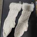 Fancy Knitted Xmas Stockings, 2 Pieces, White
