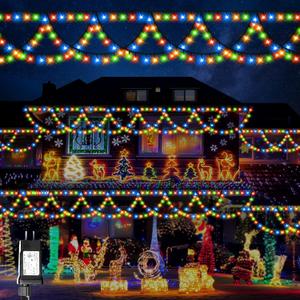 40FT 380 LED Christmas Icicle Lights, Outdoor Indoor Waterproof, END to END Connect, Multicolor String Lights for Christmas Decorationsm Multicolor 