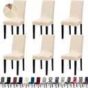 Chair Covers, Stretch Kitchen Dining Room Chair Covers Set of 6, Removable Washable Dining Chair Slipcovers for Home, Hotel, Banquet (.Beige)