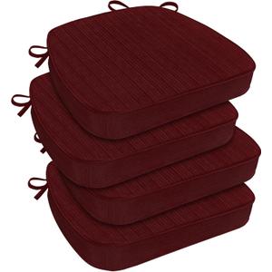 downluxe Chair Cushions for Dining Chairs, Waterproof Kitchen Chair Pads, Non-Slip Dining Seat Cushion with Ties, 17" x 16" x 2.5", Burgundy, 4 Pack