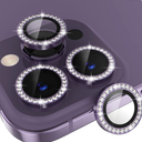 Choiche Compatible for iPhone 14 Pro/iPhone 14 Pro Max Camera Lens Protector Bling, 9H Tempered Glass Camera Cover Screen Protector Metal Ring Decoration Accessories (GlitterPurple)