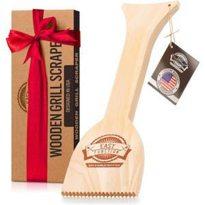 Wood Grill Scraper - Wooden BBQ Grill Brush Cleaner Alternative - Enjoy Safe & Bristle Free Barbecue (15" length)