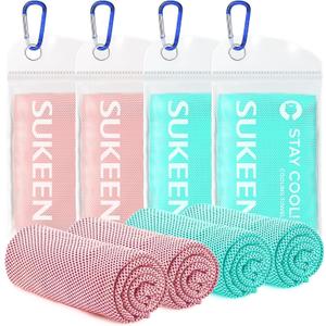 Sukeen [4 Pack Cooling Towel (40"x12"),Soft Microfiber Chilly Towel for Yoga,Sport,Running,Gym,Workout,Camping,Fitness,Workout & More Activities