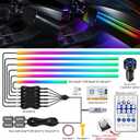 Dreamcolor Acrylic Interior Car LED Strip Light with USB/Type C/4-Port USB Cigarette Lighter,RGB 10 in 1 with 175 inches 650 LEDs Ambient Lighting Kits, Sound Active Function Neon Led Strips for Car
