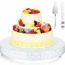 18 Inch White Cake Stand Set Metal Round Cupcake Dessert Stand with Cake Cutting, Flower Spatula Wedding Cupcake Pastry Display Candy Holder Display for Wedding Party Birthday Baby Shower