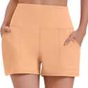 PINSPARK Workout Shorts Women Wide Leg Athletic Shorts High Waisted Yoga Shorts Tummy Control Gym Short with Pockets (L)