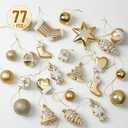 Mr. Pen- Assorted Christmas Tree Ornaments Set, 77 pcs, Gold Holiday Ornaments, Shatterproof Plastic Decorations with Gold Hanging Thread, Classic Ball & Festive Shapes for Christmas Tree Dcor