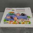 130Pcs Kitchen Playset, Toddler Pretend Cooking Play Pots, Pans, Utensils Cookware, Daily Food Fruit Veges, Shopping Storage Basket, Dessert, Prop Money, Learning Gift for Child (Pink)