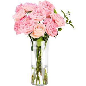 Clear Flower Vase, Non-breakable Vases, 5" W x 16" H, Acrylic Vase, Aesthetic Room Decor Cylindrical Modern Flower Vases for Table Centerpiece, Home Decor, Women Floral Arrangement Gift