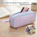 Pencil Case Pouch, Soft Quilted Pen Bag with Zipper, Small Pencil Organizer, Cute Aesthetic School Supplies for Teen Girls Adults, 9.06" × 3.94" × 2.56"