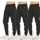 PURE CHAMP Mens 3 Pack Fleece Active Athletic Workout Jogger Sweatpants for Men with Zipper Pocket and Drawstring Size S-3XL