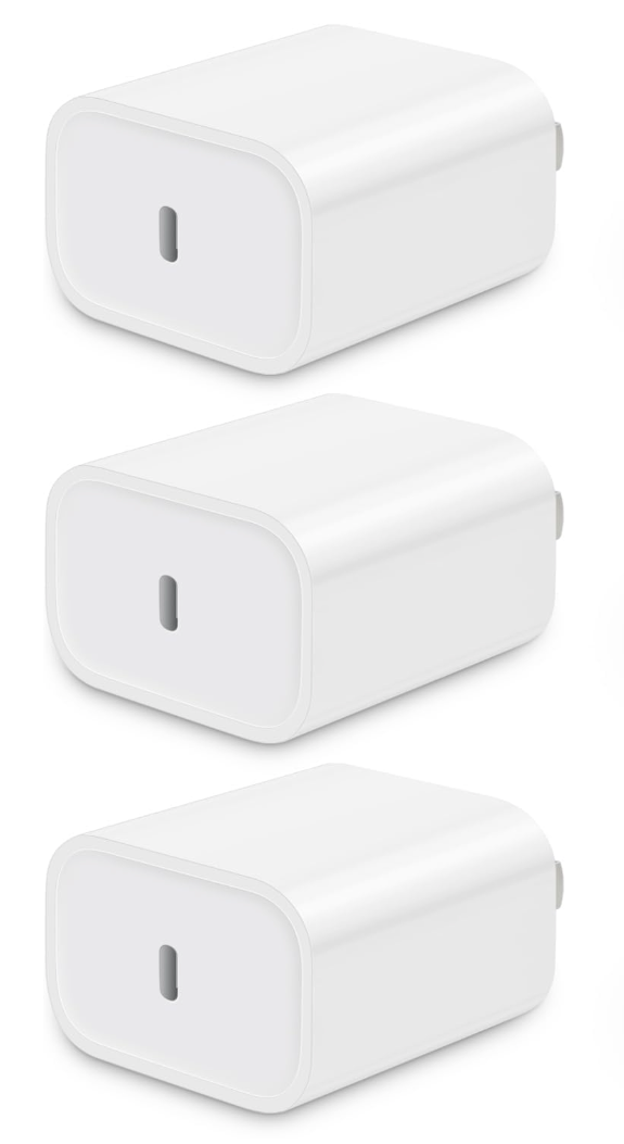 [3 Pack] USB-C Wall Charger, 20W USB-C Power Adapter Replacement for Phone 17/16/15/14/13/15 Pro/Pro Max/Plus/XS/XR/X,Galaxy, Pixel,i Pad and More