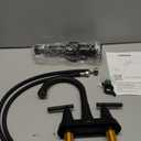 Bathroom Faucets for Sink 3 Hole, Hurran 4 inch Matte Black with Pop-up Drain and 2 Supply Hoses, Stainless Steel Lead-Free 2-Handle Centerset Faucet for Sink Vanity