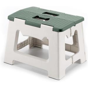 9'' Folding Step Stools for Kids and Adults, Hold Up to 300 lbs, Portable Foldable Step Stool for Toddlers, Plastic Small Collapsible Stepping Stools with Handle for Kitchen Bathroom (Green)