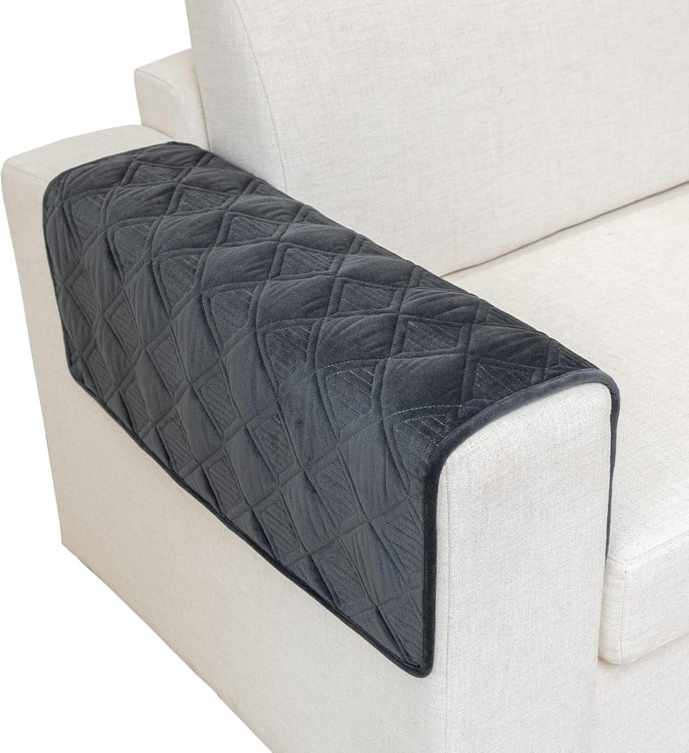 Eismodra Armrest Cover,Sectional Couch Covers,L Shape Sofa Slipcover Furniture Protector for Dogs Cats Pet Chaise Lounge 3 Cushion Couch Loveseat,Dark Gray 28 x 28 inches (Only 1 Piece)