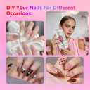 BETE Medium Square Clear Acrylic Nail Tips224Pcs 16 Sizes with Half Sizes, Tipex Instant Apex Full Cover False Nails, Pre-Shaped Strong Thick Press On Nails for Home & DIY Manicure