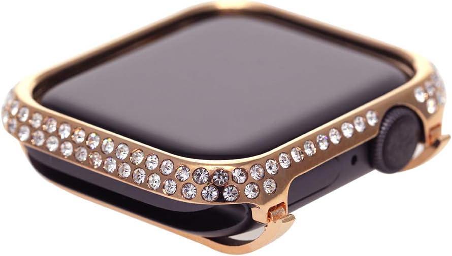 Compatible with Apple Watch Series 6 5 4 Bling Face Cover,Sparkle Rhinestone Diamond Case Bezel 40mm 44mm for iWatch SE 3 2 1 (Rose Gold, 40mm)