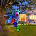 Paw Print Solar Wind Chimes for Outside, Dogs Cat Pet Pawprint Remembrance Wind Chimes,Waterproof Color Changing Solar Hanging Lights,Sympathy Gift for Pet Lover,Balcony,Patio,Yard Decor