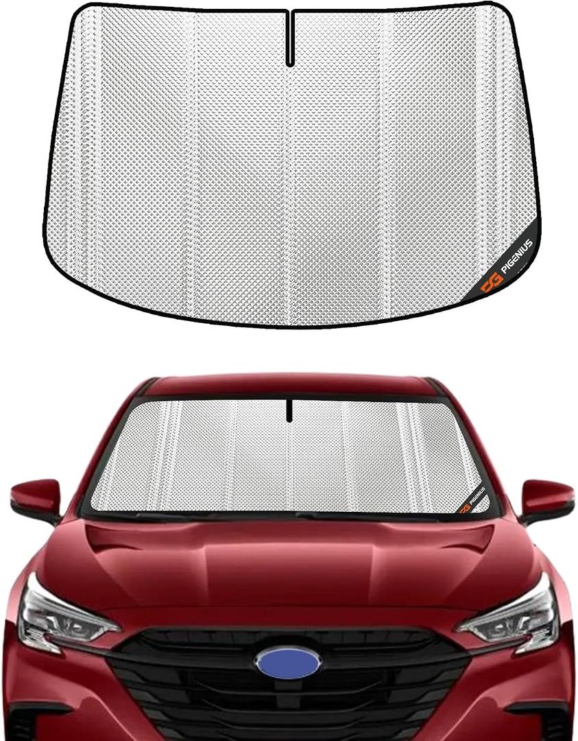 Pigenius Windshield Sun Shade for Subaru Legacy/Outback 2020-2022. Full Coverage Rearview Mirror Shade for Ultimate Protection
