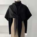Pashmina Shawl Wraps for Women, Knitted Shawls and Wraps Cardigan Cape Wool Cashmere Shoulder Top Sweater Shawl Scarf (Black)