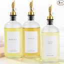 Ezebesta Set of 3 Coffee Syrup Glass Dispenser Bottles 16.23oz Pump Bottles with 20 Labels for Coffee Bar Organization