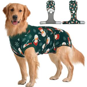 Kuoser Dog Surgery Suit, Dog Surgery Suit Male Neuter, Comfy Doggie Recovery Suit Doggie Onesie, Post-Op Onesie for Female & Male Dogs, Soft Protective Wear, Green XXL (XXL (Back:24.8-29.5'', Weight:70+ LB))