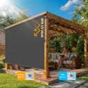 10'W x 8'H Gray Outdoor Roller Shade with Crank Wand Patio Shades Roll up, UV Blocking & Privacy Protection, 120"W x 96"H