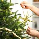 Syhood 6 Pcs Glitter Starburst Star New Year Ornaments 8 Inch Exploding Glitter Starburst Bethlehem Star Hanging Tree Ornaments Tabletop 3D Decor New Year Holiday Party(Gold,Bright)