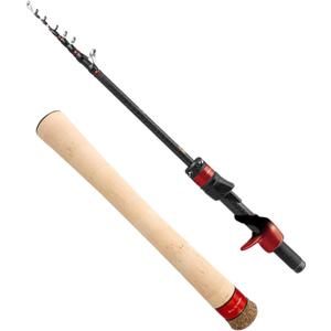 PURELURE Travel Telescopic Fishing Rods, Short Collapsible Fishing Pole Spinning Casting, 24+30 Ton Carbon Fiber, GUJI New O-Ring, Detachable Cork Handle, Multi-Action Guide Ring System