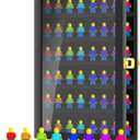 6 Layers Minifigure Display Case for Lego, Building Wall Display Cabinet Showcase for Small Miniature Collectibles Mini Brands, Wall-Mounted Display Case with Lockable Door, Black Finish Frame