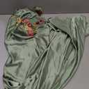 Sexy Satin Spaghetti Strap Floral Embroidered Maxi Dress for Women Sweetheart Neckline Backless Sleeveless Slit Midi Dress Sage L